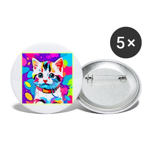 Colorful Kitty Art - Buttons large 2.2'' (5-pack)