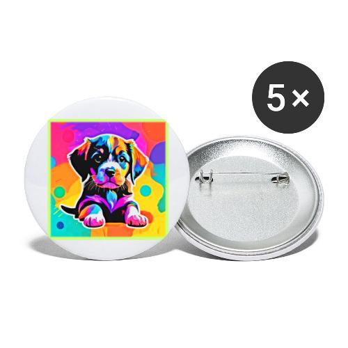 Vibrant Puppy Artwork - Buttons large 2.2'' (5-pack)