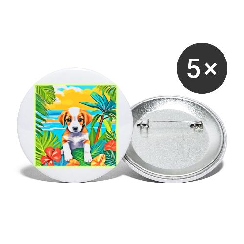 Beach Pup Paradise View - Buttons large 2.2'' (5-pack)