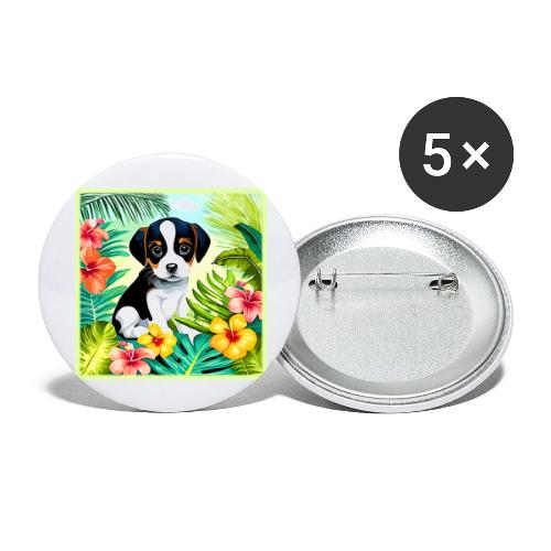 Cute Pup in Paradise - Buttons large 2.2'' (5-pack)