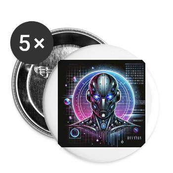 AI futuristic robot - Buttons large 2.2'' (5-pack) - white