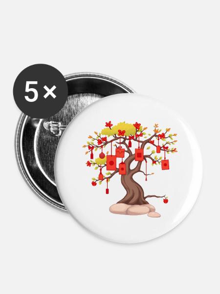 Lunar New Year Red Packet Tree - Buttons large 2.2'' (5-pack) - white