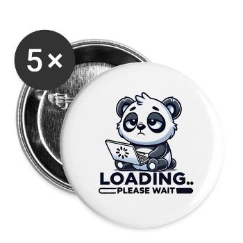 Tired Panda with Laptop – Funny Exhausted Cartoon - Buttons large 2.2'' (5-pack) - white