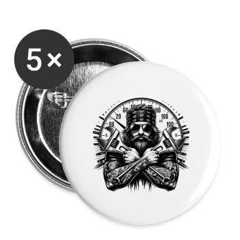 rugged mechanic with oversized wrenches - Buttons large 2.2'' (5-pack) - white