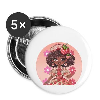 Strawberry Girl - Buttons large 2.2'' (5-pack) - white
