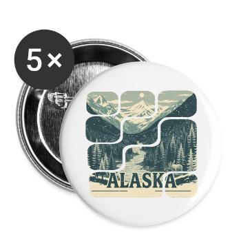 ALASKA US - Buttons large 2.2'' (5-pack) - white
