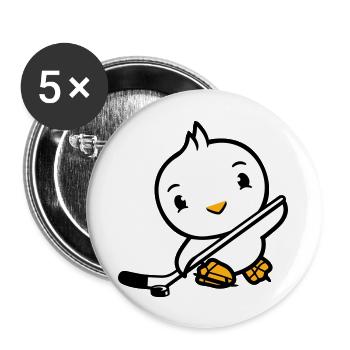Bird Playing Ice Hockey Sport Puck Stick Hobby - Buttons large 2.2'' (5-pack) - white