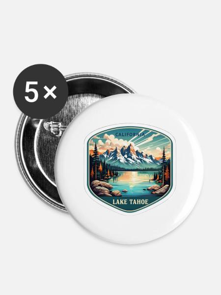 Lake Tahoe - Buttons large 2.2'' (5-pack) - white