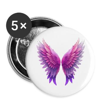 Symmetrical angel wings - Buttons large 2.2'' (5-pack) - white