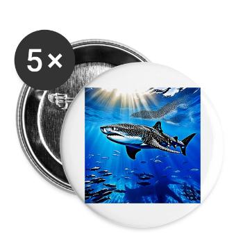 Ocean Whale Shark Giant Swimming - Buttons large 2.2'' (5-pack) - white