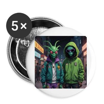 Alien tourists - Buttons large 2.2'' (5-pack) - white