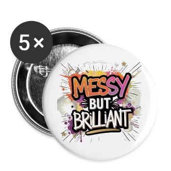 messy but brilliant - Buttons large 2.2'' (5-pack) - white