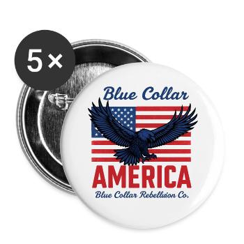 American Flag Bold Patriotic Eagle | Blue Collar - Buttons large 2.2'' (5-pack) - white
