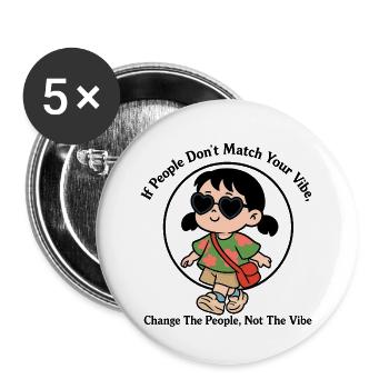 Confident Vibes Only – Cute Girl Cartoon - Buttons large 2.2'' (5-pack) - white