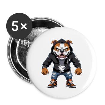 Urban Alpha Bulldog – Street Style Mascot - Buttons large 2.2'' (5-pack) - white