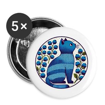 Blueberry Kitty Cat - Buttons large 2.2'' (5-pack) - white