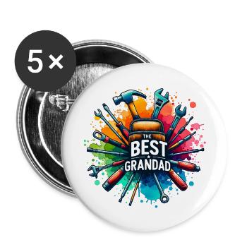 Best Grandad Ever tools design - Buttons large 2.2'' (5-pack) - white