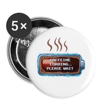 Caffeine Loading... Pixel Coffee Tee - Buttons large 2.2'' (5-pack) - white