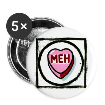 Meh Candy Heart Valentine - Buttons large 2.2'' (5-pack) - white