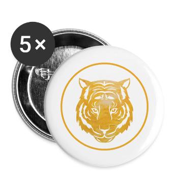 Vintage-style design featuring a tiger head - Buttons large 2.2'' (5-pack) - white