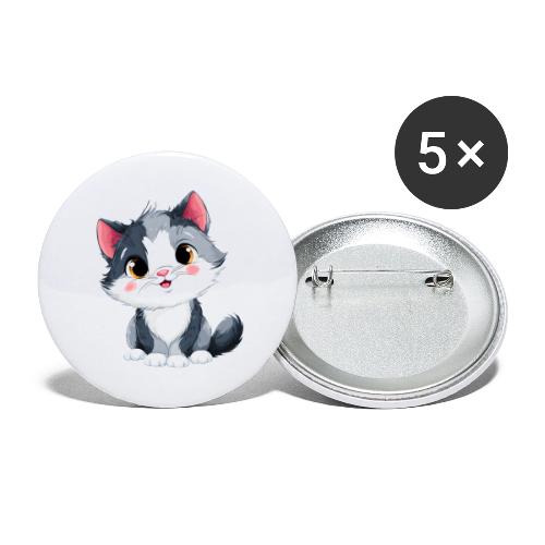 Sweet Sitting Kitten Cartoon Smiling - Buttons large 2.2'' (5-pack)