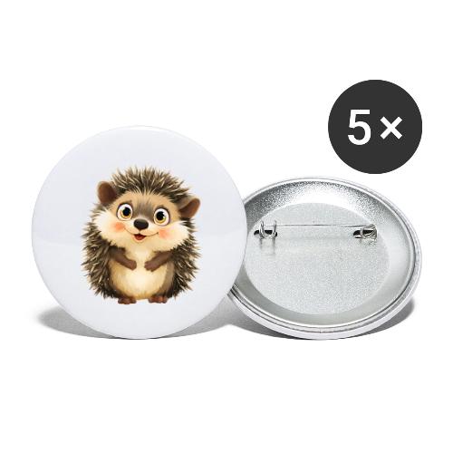 Smiling Cartoon Hedgehog with Joyful Expression - Buttons large 2.2'' (5-pack)