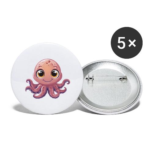 Cute Cartoon Baby Octopus with Big Eyes - Buttons large 2.2'' (5-pack)
