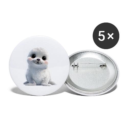 Cute White Cartoon Baby Sea Lion - Buttons large 2.2'' (5-pack)