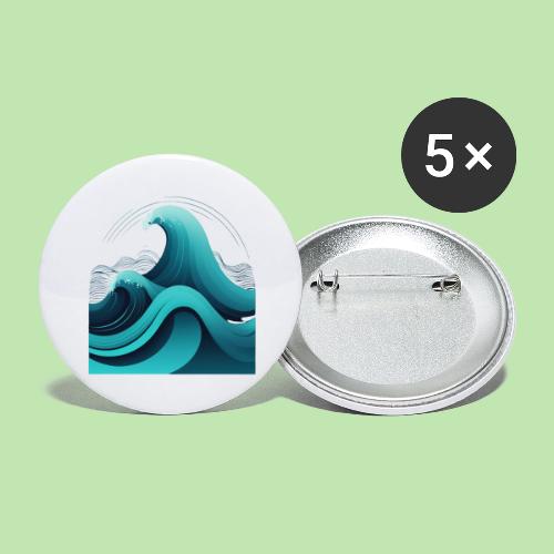 Dynamic Ocean Wave Illustration - Buttons large 2.2'' (5-pack)