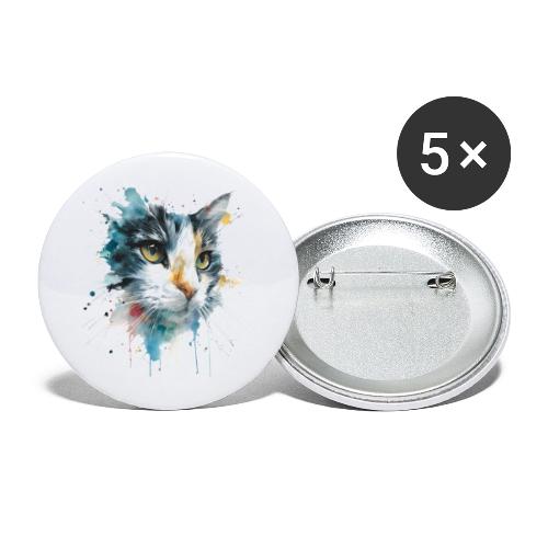 Watercolor cat face - Buttons large 2.2'' (5-pack)