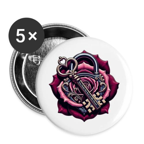 You Hold the Key to My Heart Rose Lock T-Shirt - Buttons large 2.2'' (5-pack)