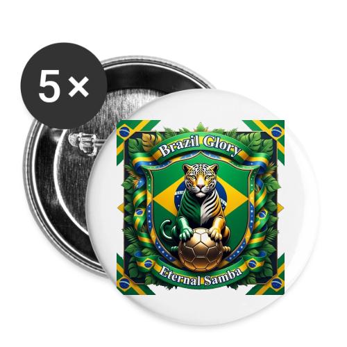 Brazil Jaguar Glory T-Shirt, Flag Pride Badge Gift - Buttons large 2.2'' (5-pack)