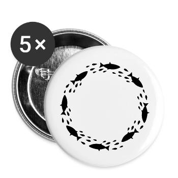 Fish Circle - Buttons large 2.2'' (5-pack) - white