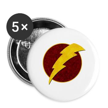 Retro Super Hero Lightning Bolt - Buttons large 2.2'' (5-pack) - white