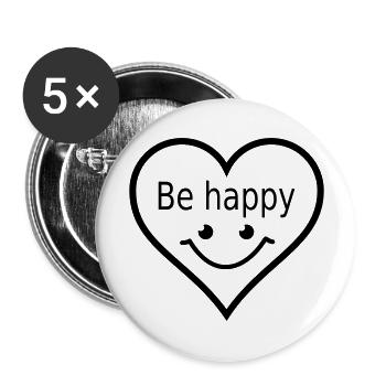 be happy - Buttons large 2.2'' (5-pack) - white