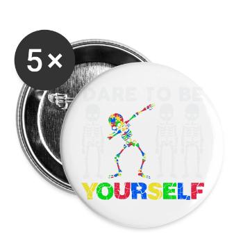 Autism Awareness Skeleton Cricut t- Shirt - Buttons large 2.2'' (5-pack) - white