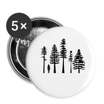 Pine Tree Hiking Black - Buttons large 2.2'' (5-pack) - white