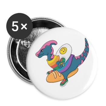 Stylish Dino With Bread In Dinosaur - Buttons large 2.2'' (5-pack) - white
