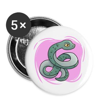 Cute Snake Girls Snake - Buttons large 2.2'' (5-pack) - white