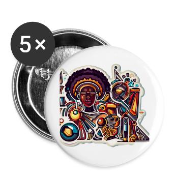 Afro-Futuristic - Buttons large 2.2'' (5-pack) - white