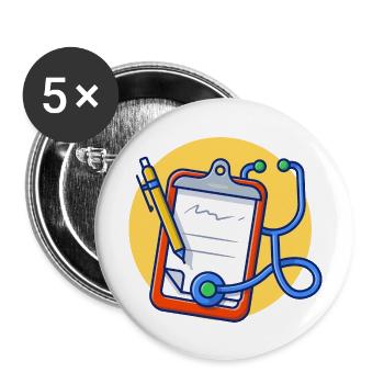 Clipboard Paper With Stethoscope And Pen - Buttons large 2.2'' (5-pack) - white
