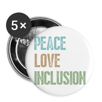 Peace Love Inclusion - Buttons large 2.2'' (5-pack) - white
