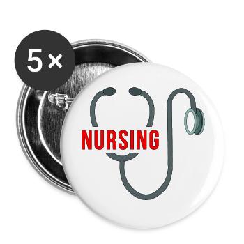 Stethoscope Nursing - Buttons large 2.2'' (5-pack) - white