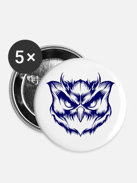Owl Face illustration - Buttons large 2.2'' (5-pack) - white