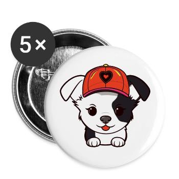 cut dog love - Buttons large 2.2'' (5-pack) - white