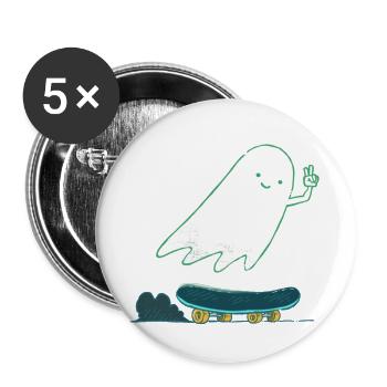 Skater Ghost - Buttons large 2.2'' (5-pack) - white