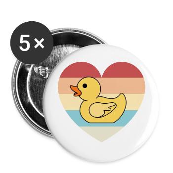 Rubber Ducky Love Heart - Buttons large 2.2'' (5-pack) - white