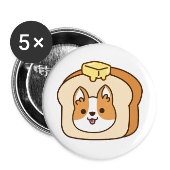 Corgi Bread With Butter - Buttons large 2.2'' (5-pack) - white