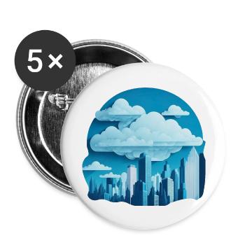 A cityscape made of clouds. - Buttons large 2.2'' (5-pack) - white
