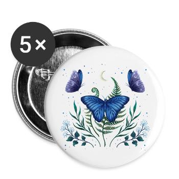 Blue Morpho Butterfly - Buttons large 2.2'' (5-pack) - white